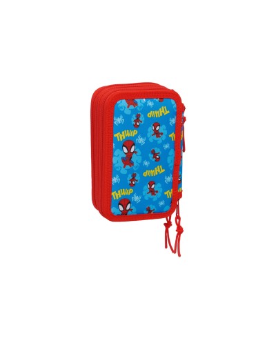 Plumier escolar safta triple cremallera 37 piezas spidey 195x125x55 mm