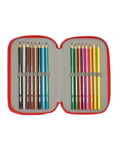 Plumier escolar safta triple cremallera 37 piezas spidey 195x125x55 mm