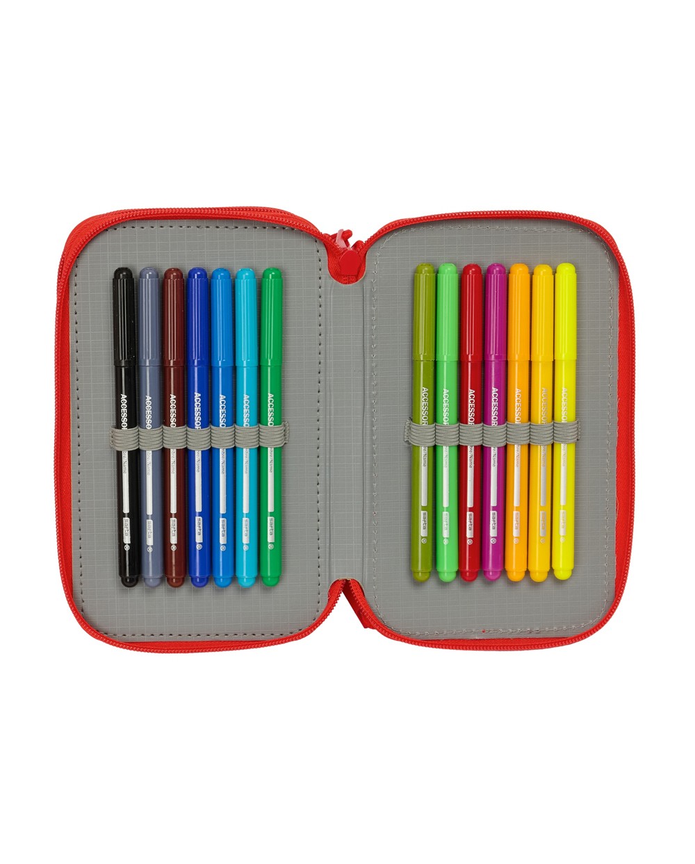 Plumier escolar safta triple cremallera 37 piezas spidey 195x125x55 mm