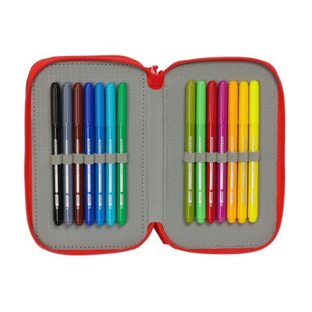 Plumier escolar safta triple cremallera 37 piezas spidey 195x125x55 mm