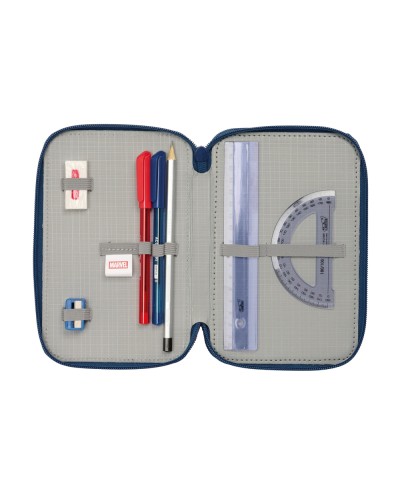 Plumier escolar safta triple cremallera 37 piezas spider man 195x125x55 mm