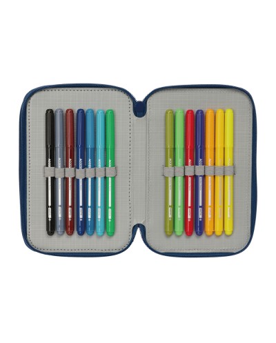 Plumier escolar safta triple cremallera 37 piezas spider man 195x125x55 mm