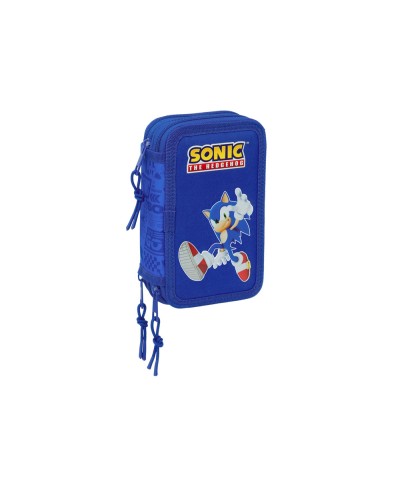 Plumier escolar safta triple cremallera 37 piezas sonic 195x125x55 mm