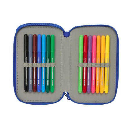 Plumier escolar safta triple cremallera 37 piezas sonic 195x125x55 mm