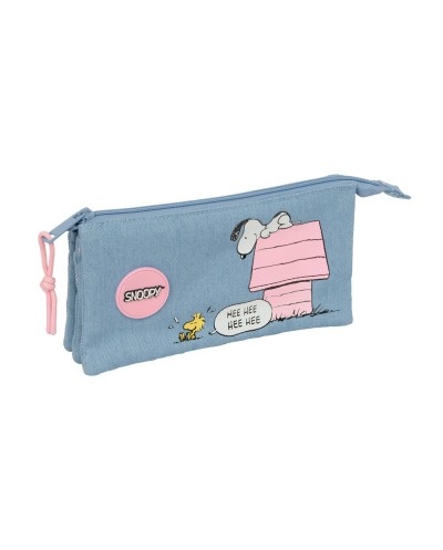 Bolso escolar portatodo safta triple snoopy 120x220x30 mm