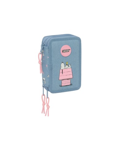 Plumier escolar safta triple cremallera 37 piezas snoopy 195x125x55 mm