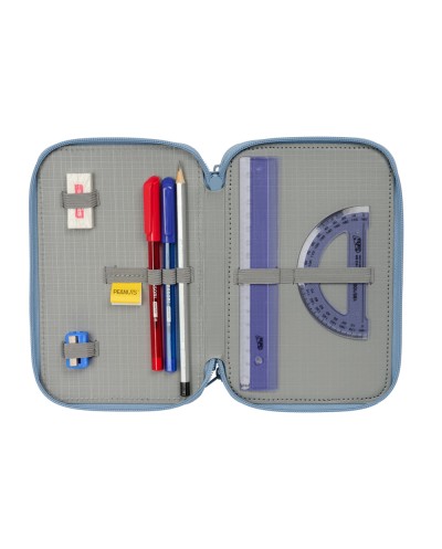 Plumier escolar safta triple cremallera 37 piezas snoopy 195x125x55 mm