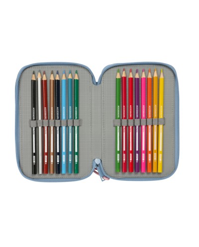 Plumier escolar safta triple cremallera 37 piezas snoopy 195x125x55 mm