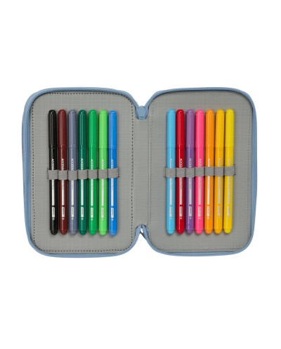 Plumier escolar safta triple cremallera 37 piezas snoopy 195x125x55 mm