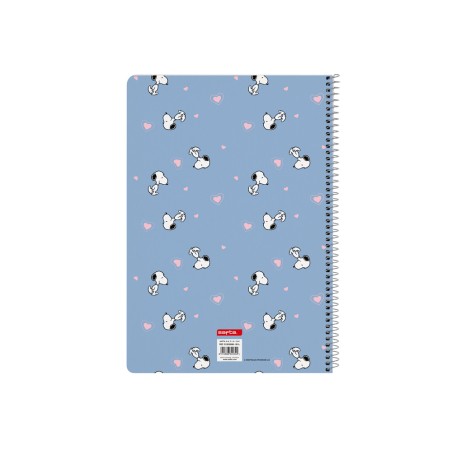 Cuaderno espiral safta folio 80h 60gr cuadro 4 mm tapa extradura snoopy