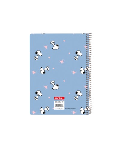Cuaderno espiral safta cuarto 80h 60gr cuadro 4 mm tapa extradura snoopy