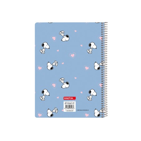 Cuaderno espiral safta cuarto 80h 60gr cuadro 4 mm tapa extradura snoopy