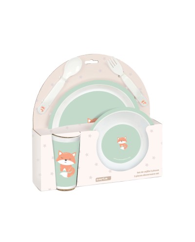 Set de platos cubiertos y vaso safta preescolar 260x260x90 mm