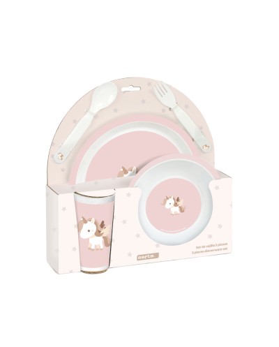 Set de platos cubiertos y vaso safta preescolar 260x260x90 mm