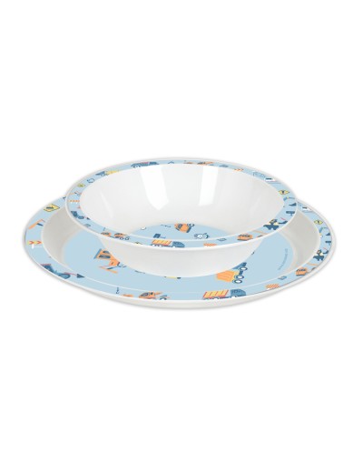 Set de platos cubiertos y vaso safta preescolar 260x260x90 mm