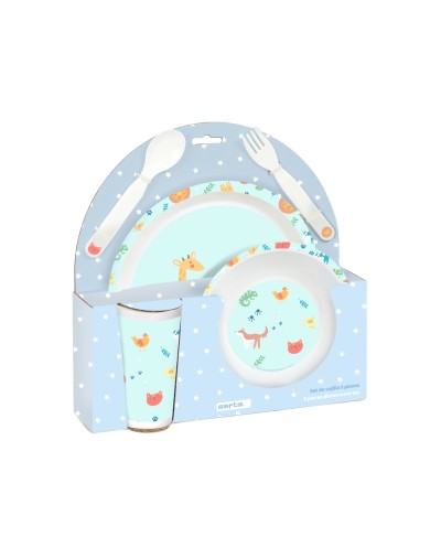 Set de platos cubiertos y vaso safta preescolar 260x260x90 mm