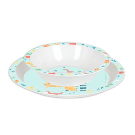 Set de platos cubiertos y vaso safta preescolar 260x260x90 mm