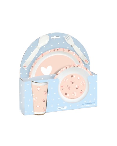 Set de platos cubiertos y vaso safta preescolar 260x260x90 mm