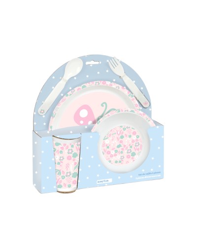 Set de platos cubiertos y vaso safta preescolar 260x260x90 mm