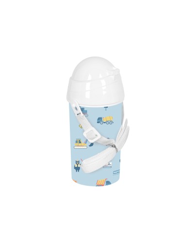 Botella portaliquidos safta 500 ml apertura automatica con pajita preescolar