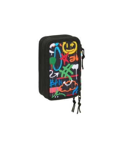 Plumier escolar safta triple cremallera 37 piezas graffiti 195x125x55 mm