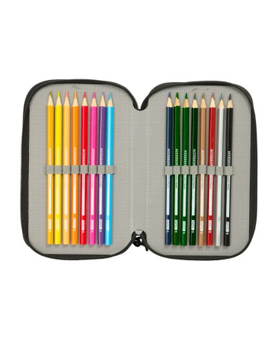 Plumier escolar safta triple cremallera 37 piezas graffiti 195x125x55 mm