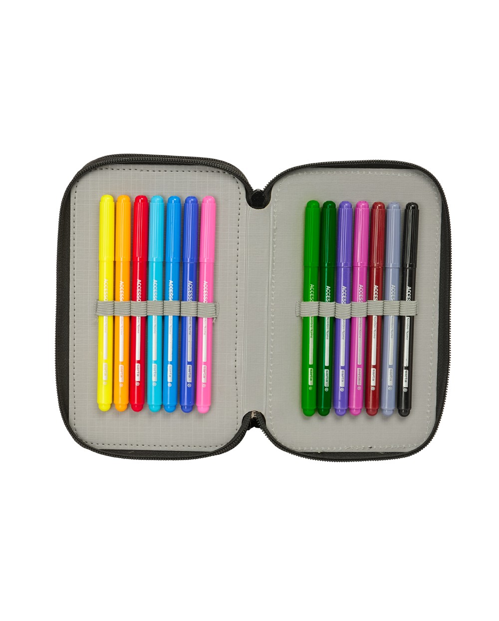 Plumier escolar safta triple cremallera 37 piezas graffiti 195x125x55 mm