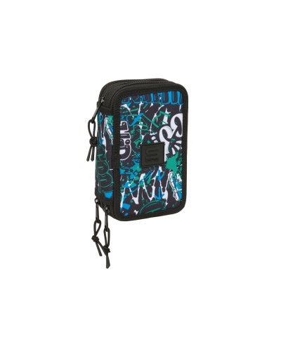 Plumier escolar safta triple cremallera 37 piezas graffiti 195x125x55 mm