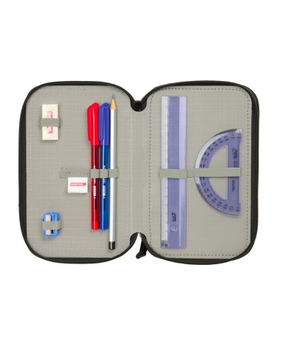Plumier escolar safta triple cremallera 37 piezas graffiti 195x125x55 mm