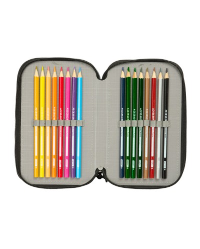 Plumier escolar safta triple cremallera 37 piezas graffiti 195x125x55 mm