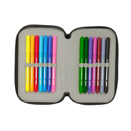 Plumier escolar safta triple cremallera 37 piezas graffiti 195x125x55 mm