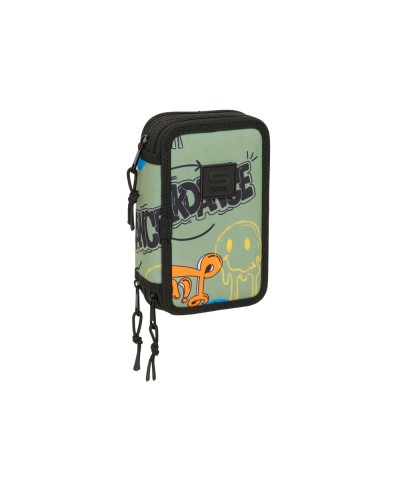 Plumier escolar safta triple cremallera 37 piezas graffiti 195x125x55 mm