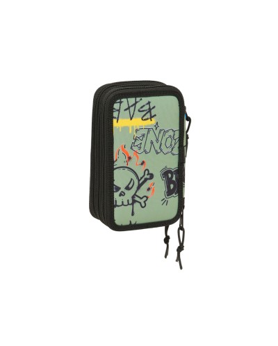 Plumier escolar safta triple cremallera 37 piezas graffiti 195x125x55 mm
