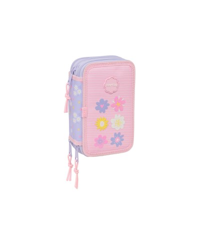 Plumier escolar safta triple cremallera 37 piezas bouquet 195x125x55 mm