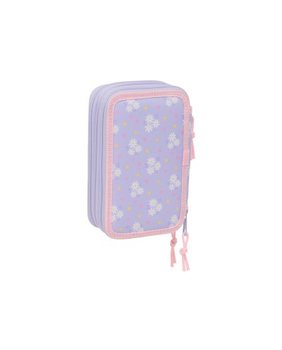 Plumier escolar safta triple cremallera 37 piezas bouquet 195x125x55 mm