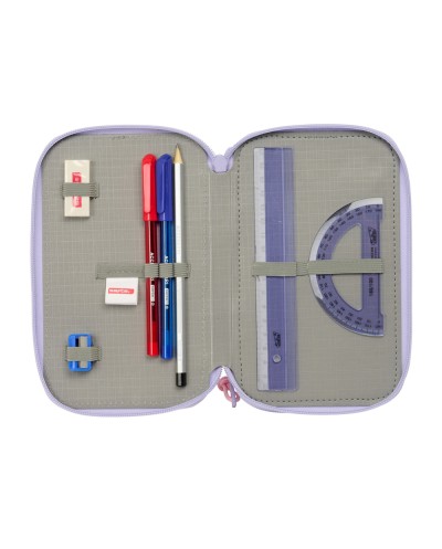 Plumier escolar safta triple cremallera 37 piezas bouquet 195x125x55 mm