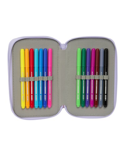 Plumier escolar safta triple cremallera 37 piezas bouquet 195x125x55 mm