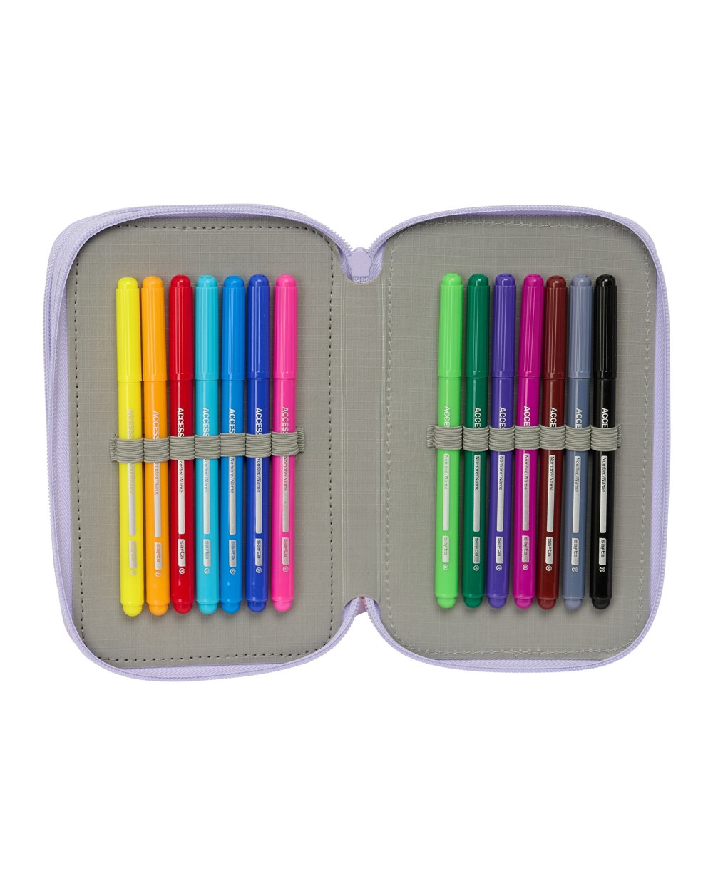 Plumier escolar safta triple cremallera 37 piezas bouquet 195x125x55 mm