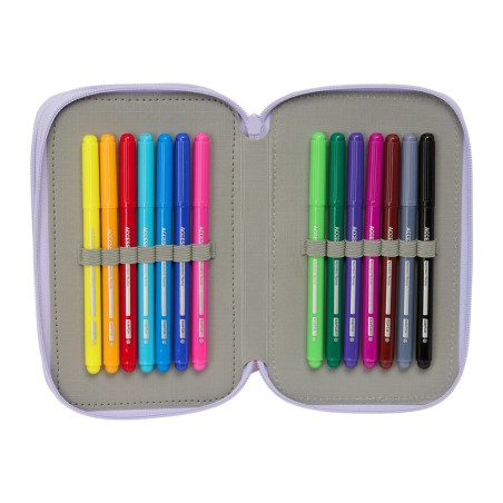 Plumier escolar safta triple cremallera 37 piezas bouquet 195x125x55 mm