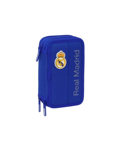 Plumier escolar safta triple cremallera 37 piezas real madrid 3 equipacion 25 26 195x125x55 mm