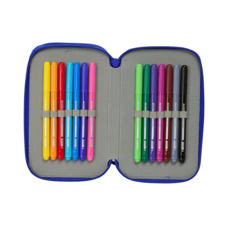 Plumier escolar safta triple cremallera 37 piezas real madrid 3 equipacion 25 26 195x125x55 mm