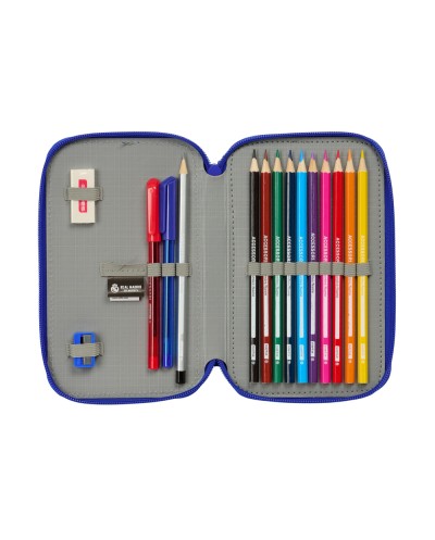 Plumier escolar safta doble cremallera pequeno 29 piezas real madrid 3 equipacion 25 26 195x125x40 mm