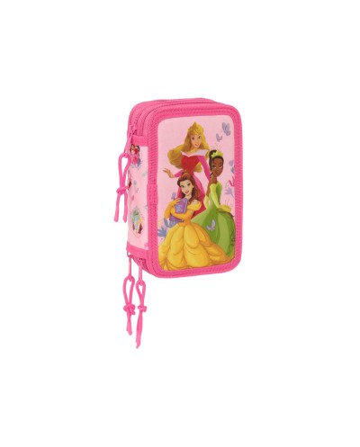Plumier escolar safta triple cremallera 37 piezas princesas disney 195x125x55 mm