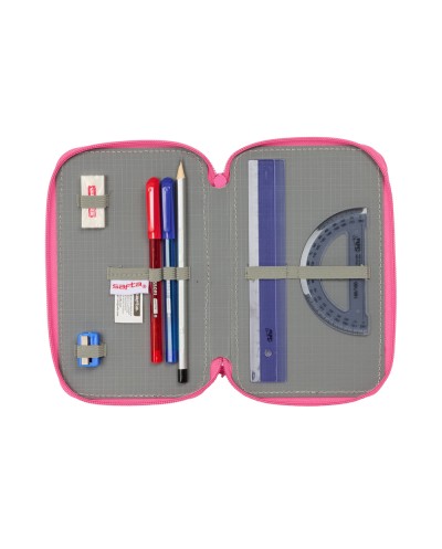 Plumier escolar safta triple cremallera 37 piezas princesas disney 195x125x55 mm