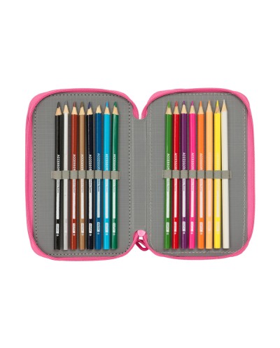 Plumier escolar safta triple cremallera 37 piezas princesas disney 195x125x55 mm