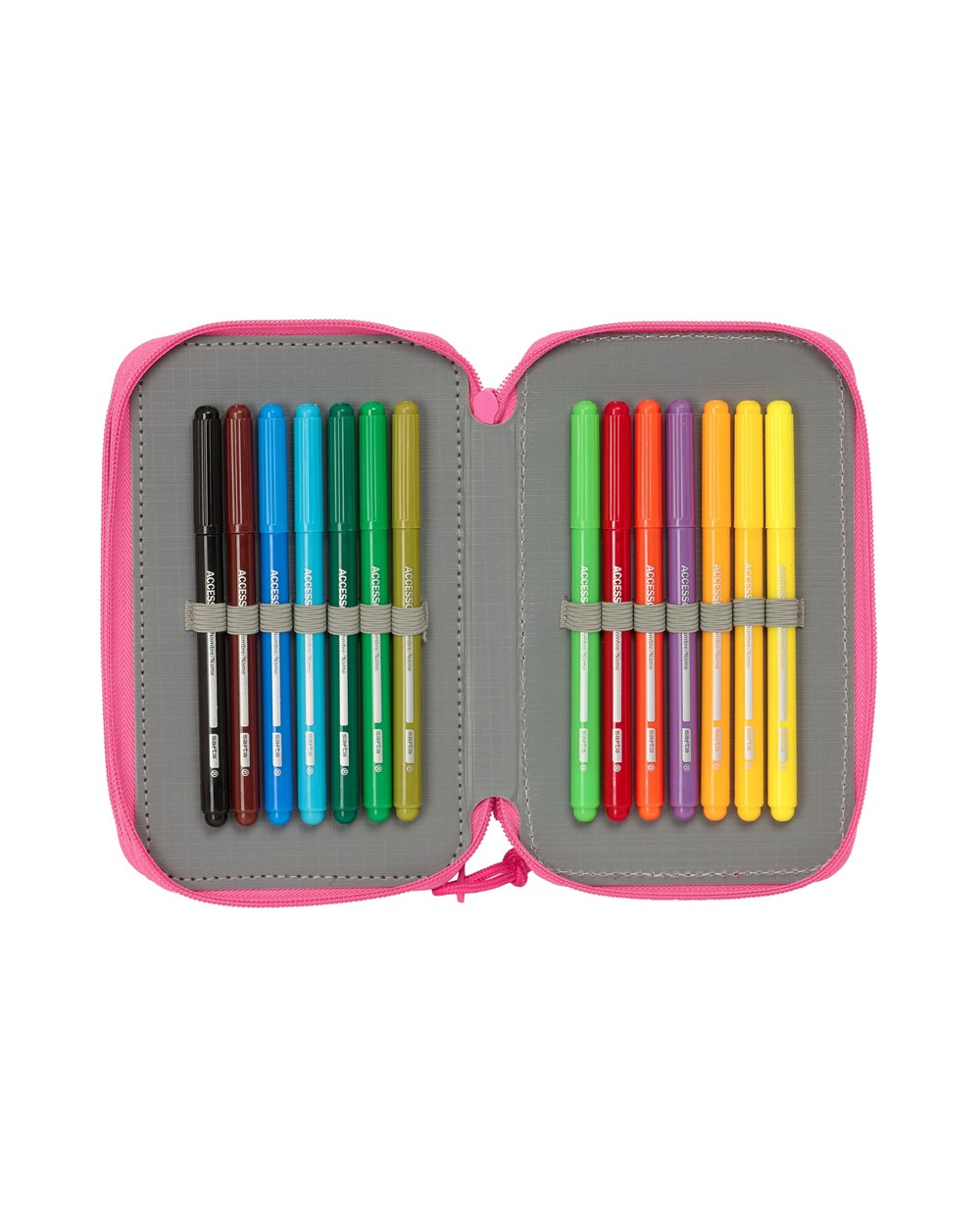 Plumier escolar safta triple cremallera 37 piezas princesas disney 195x125x55 mm