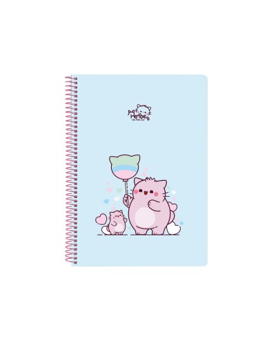Cuaderno espiral safta cuarto 80h 60gr cuadro 4 mm tapa extradura pembe the pink cat
