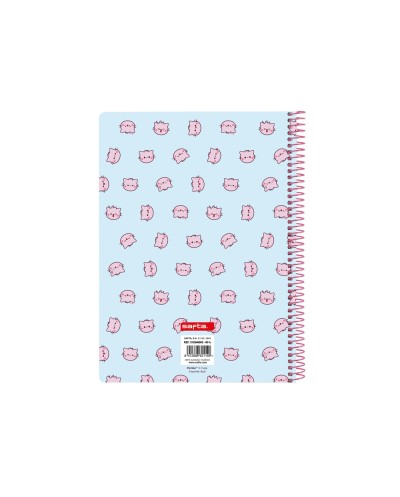 Cuaderno espiral safta cuarto 80h 60gr cuadro 4 mm tapa extradura pembe the pink cat