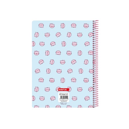 Cuaderno espiral safta cuarto 80h 60gr cuadro 4 mm tapa extradura pembe the pink cat