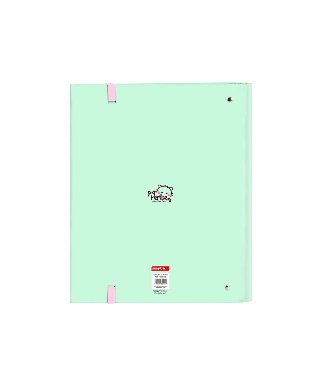 Carpeta con recambio safta din a4 cuadro 5 mm con goma y separadores the pink cat